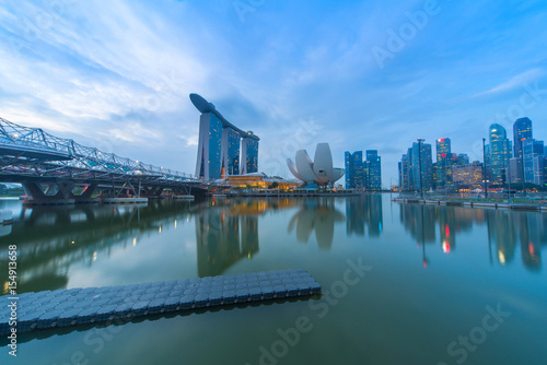 SINGAPORE-February 1, 2017 : landscape of marina bay in the morning at Singapore