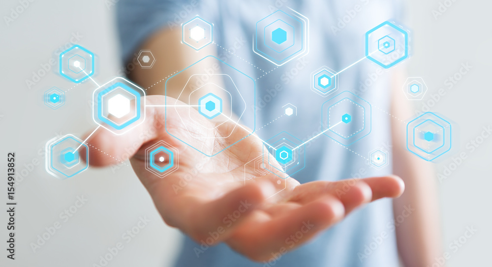 Businessman using digital screens with holograms datas 3D rendering Businessman using digital screens with holograms datas 3D rendering