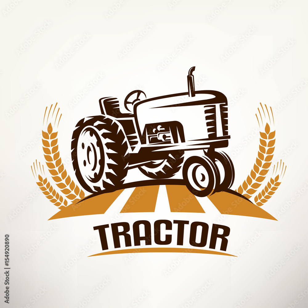 Naklejka premium retro tractor vector symbol
