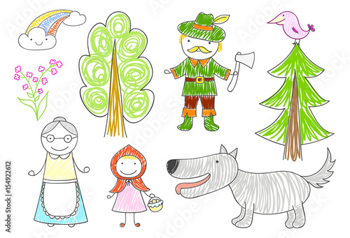 Vector sketches with characters of fairytale
