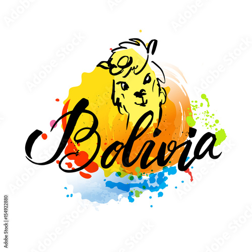 Welcome to Bolivia. Vector welcome card with national flag of Bolivia