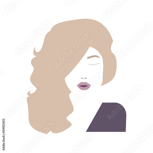 Beautiful girl silhouette with hair. Abstract design concept for beauty salon, massage, cosmetic and spa. Vector female logo design template.