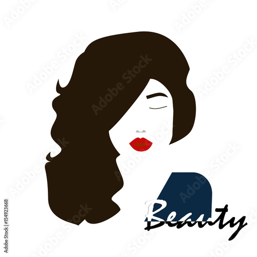 Beautiful girl silhouette with hair. Abstract design concept for beauty salon, massage, cosmetic and spa. Vector female logo design template.