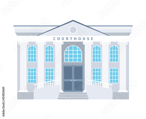 Courthouse flat building icon
