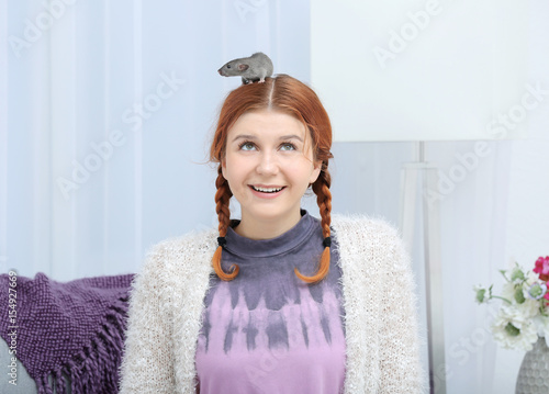 Teenager girl with funny ra...