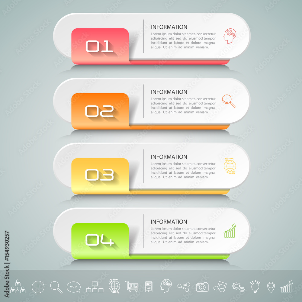 Design infographic template 4 options. can be used for workflow layout, diagram, number options, timeline and steps Design infographic template 4 options. can be used for workflow layout, diagram, number options, timeline and steps