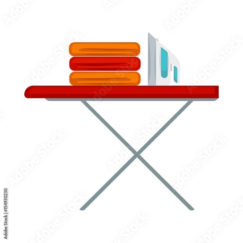 Pressboard, pile of clothes and modern iron illustration