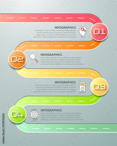 Design infographic template 4 options. can be used for workflow layout, diagram, number options, timeline and steps
