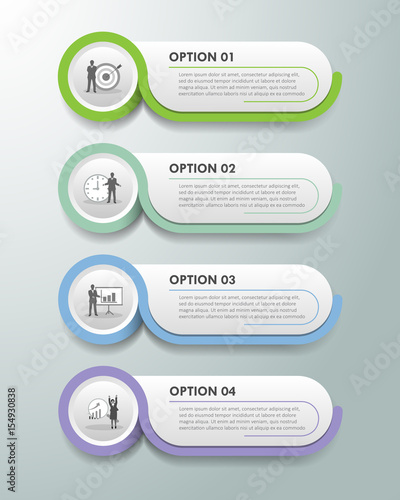 Design infographic template 4 options. can be used for workflow layout, diagram, number options, timeline and steps