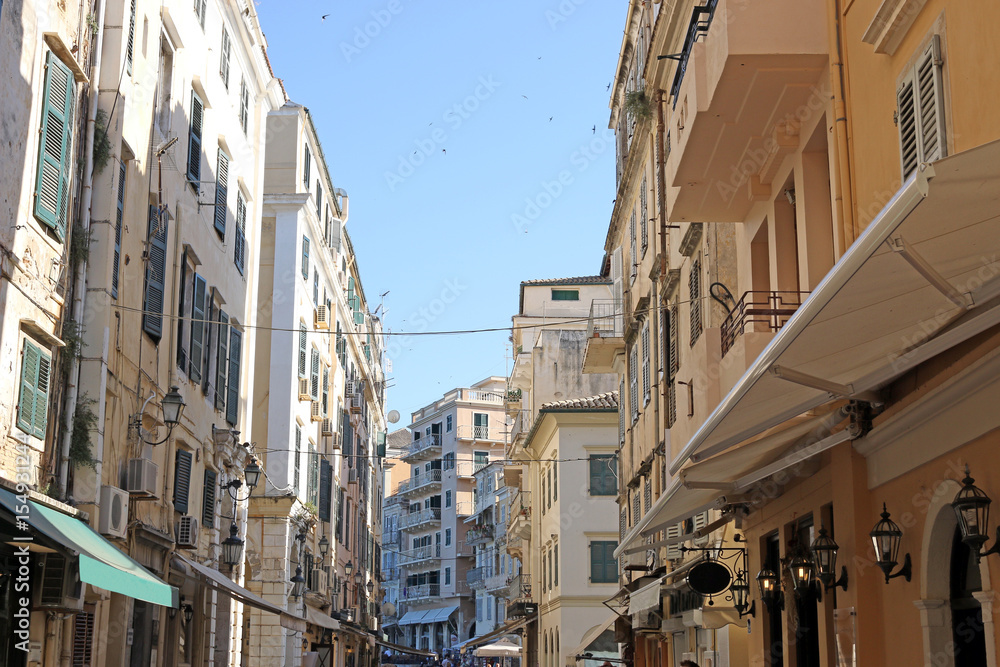 Corfu town street summer season