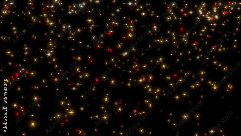 Glowing stars falling. Snowflakes. Glowing stars falling. Snowflakes.