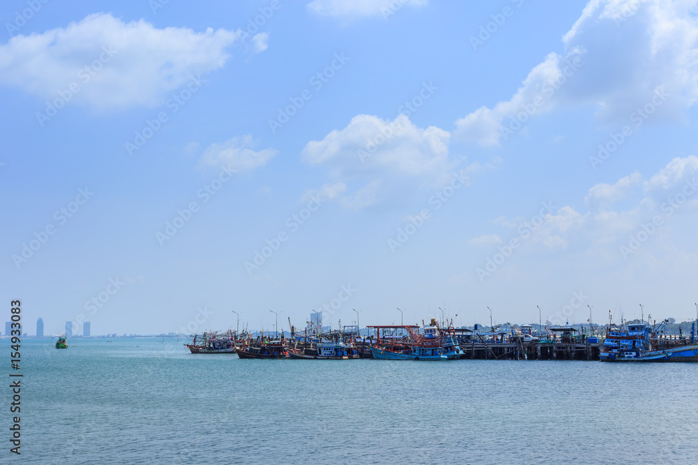 Thailand seascape- fishing port on sea
