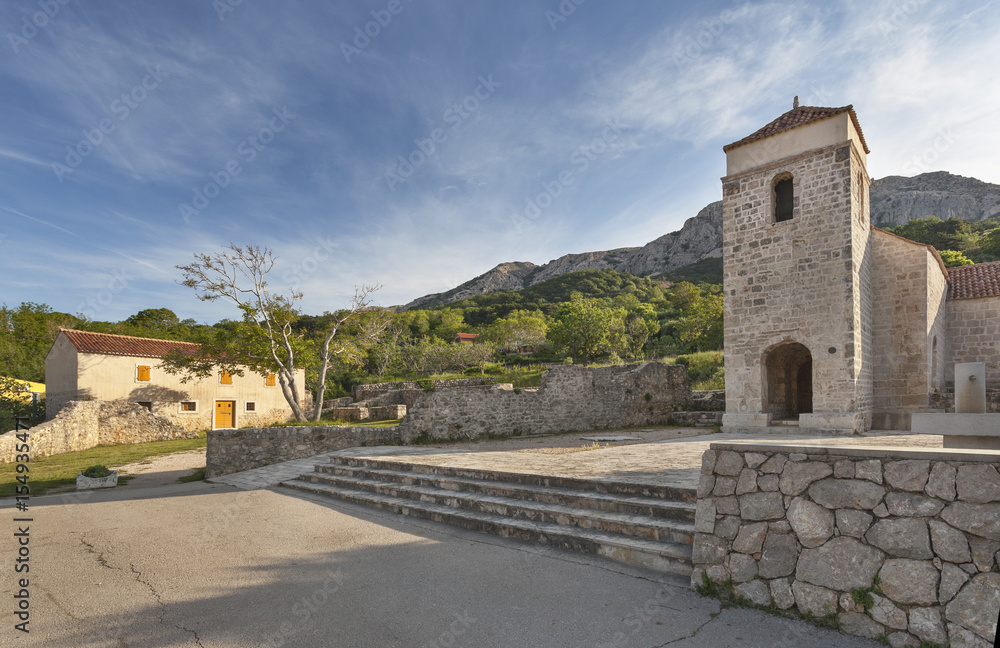 Ruins of monastery and church of St. Lucy in Jurandvor near Baska on island Krk, Croatia