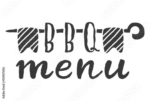 Barbecue menu label, logo and emblem vector templates isolated on white background. Steak house restaurant menu design element