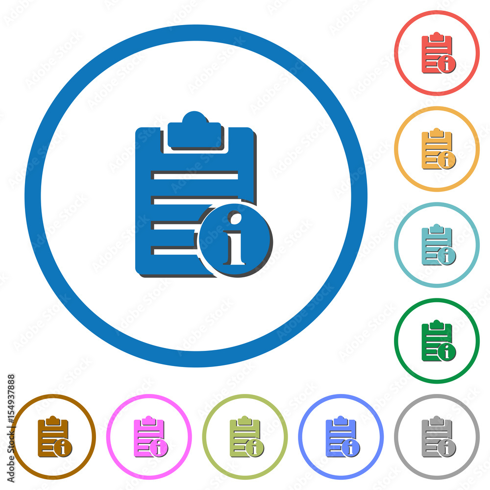 Note info icons with shadows and outlines Note info icons with shadows and outlines