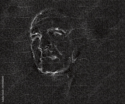 A faint figure out of the net; vector illustration.