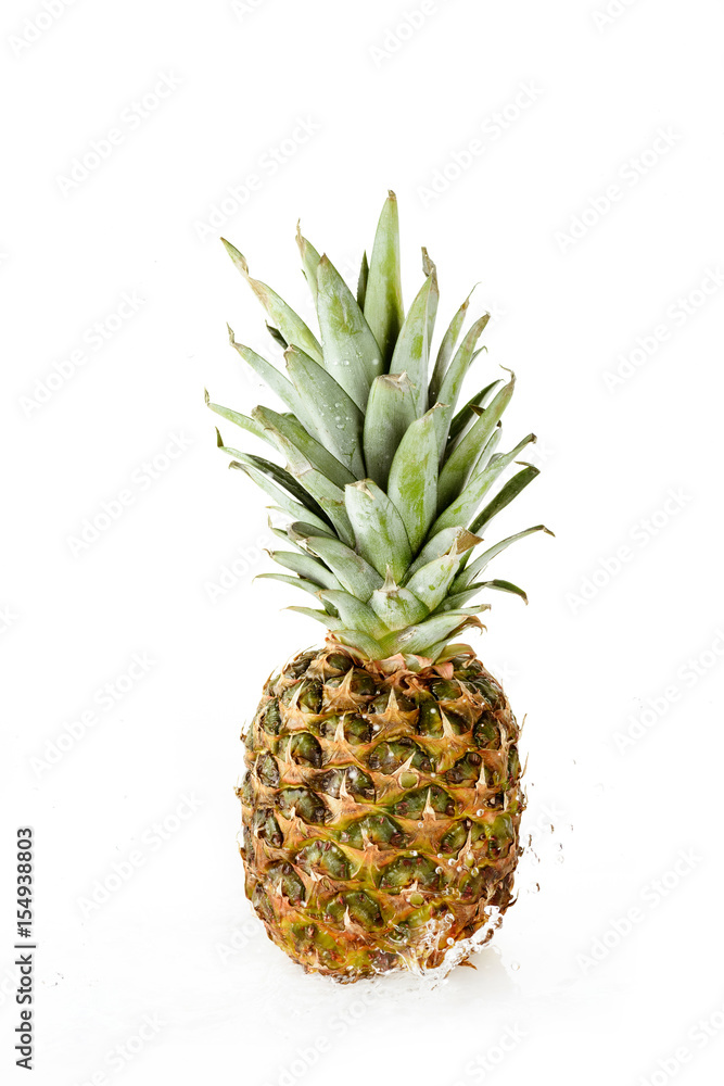 fresh wet pineapple with water drops isolated on white, fresh fruits background fresh wet pineapple with water drops isolated on white, fresh fruits background