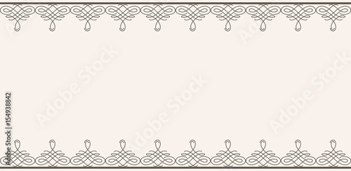 Backdrop with borders in calligraphic retro style in brown color isolated on beige background.