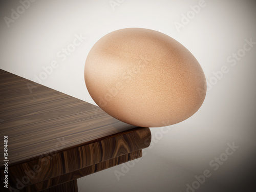 Valokuva Egg standing at the edge of the table. 3D illustration