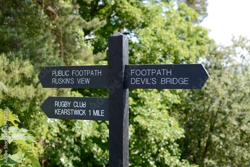 A finger post sign at Kirkby Lonsdale showing directions  photo