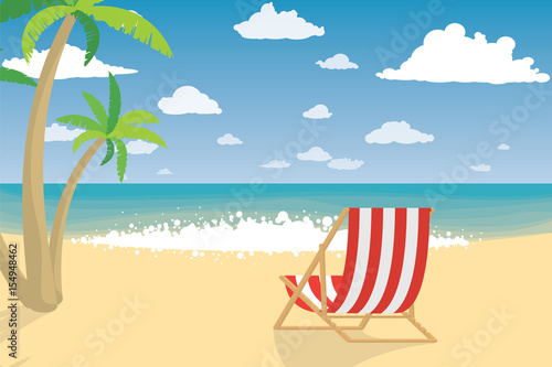 Vacation On The Beach. Summer Holiday. Flat Style Vector Illustration