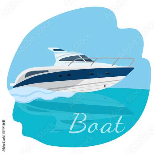 Catamaran sailing boat with canvas vector illustration isolated