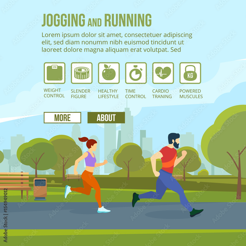 Infographic set with runners and training elements. Vector fitness man and woman Infographic set with runners and training elements. Vector fitness man and woman