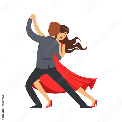 Professional dancer couple dancing latino colorful character vector Illustration