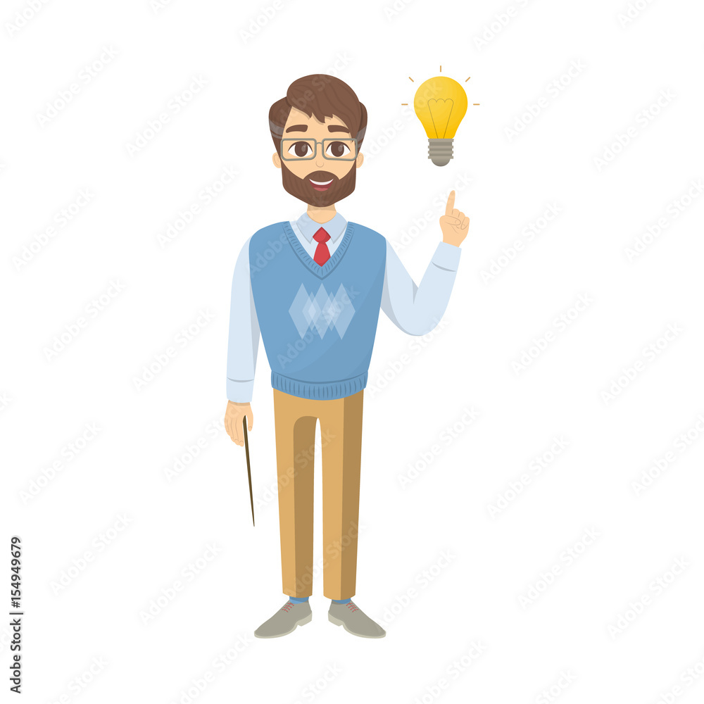 Isolated smiling teacher with idea. Isolated smiling teacher with idea.
