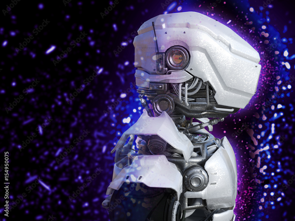 3D rendering of a futuristic robot head. 3D rendering of a futuristic robot head.