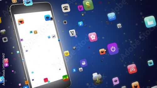 App Download. Hundreds Of Apps Being Downloaded By A Smartphone