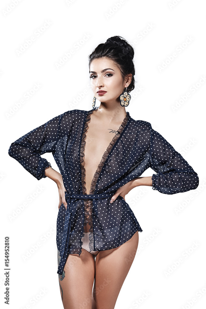 Fototapeta premium Woman with a sexy body in underwear, isolated