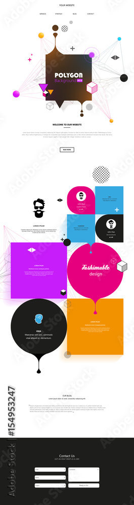 Colorful Abstract One Page Website with Abstract Header