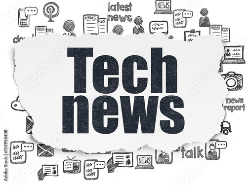 News concept  Tech News on Torn Paper background