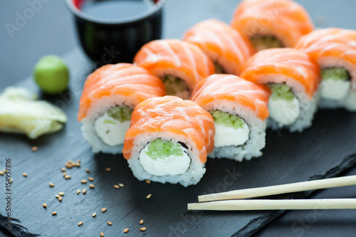 Slika na platnu Philadelphia roll classic dark stone on the Board