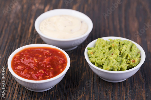 Bowls with sauces