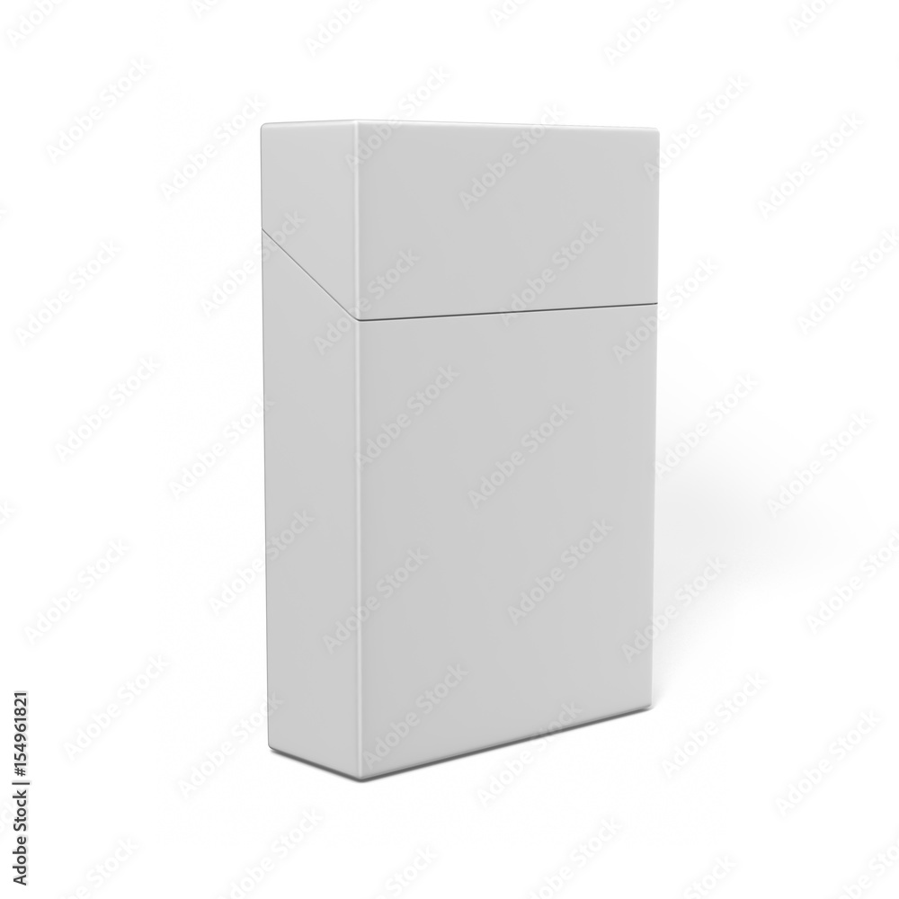 Closed pack of cigarettes isolated on a white background for mock up and print design. 3d render illustration. Closed pack of cigarettes isolated on a white background for mock up and print design. 3d render illustration.