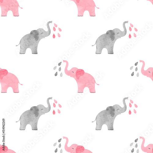 Tapety Wzór akwarela słodkie słonie. Proste proste tło dla dzieci.
