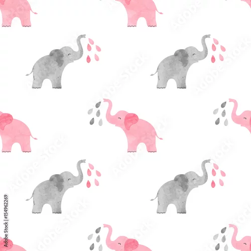 Tapety Wzór akwarela słodkie słonie. Proste proste tło dla dzieci.