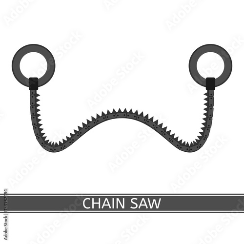 Portable chain saw vector icon. Work tool, isolated on white background, flat style. For camping, hiking and outdoors.
