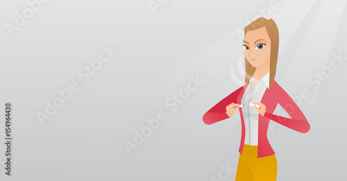 Young woman quitting smoking vector illustration.