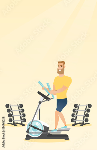 Man exercising on elliptical trainer.