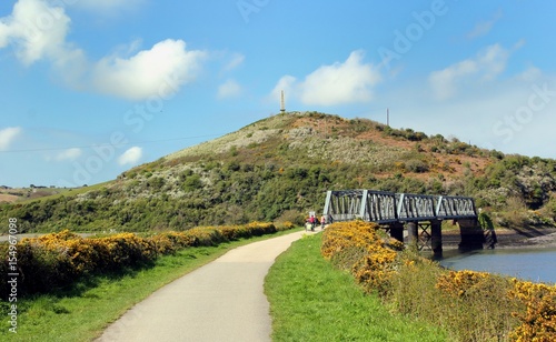 Iron railway bridge on the Camel Trail now used as a leisure route for cyclists and walkers
