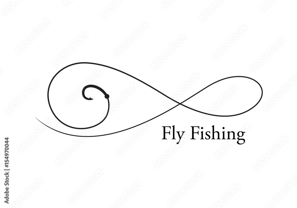 icon fly fishing hook, vector Stock Vector