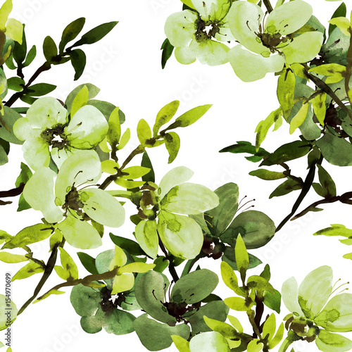 Wallpaper Mural Seamless watercolor illustration of a flowering branch Torontodigital.ca