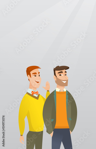 One man whispering to a friend a secret.