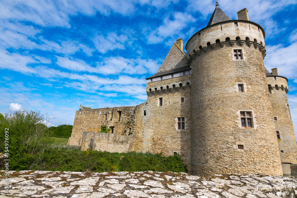 Walking trips around the medieval castle Suscinio, Morbihan, Brittany, Europe