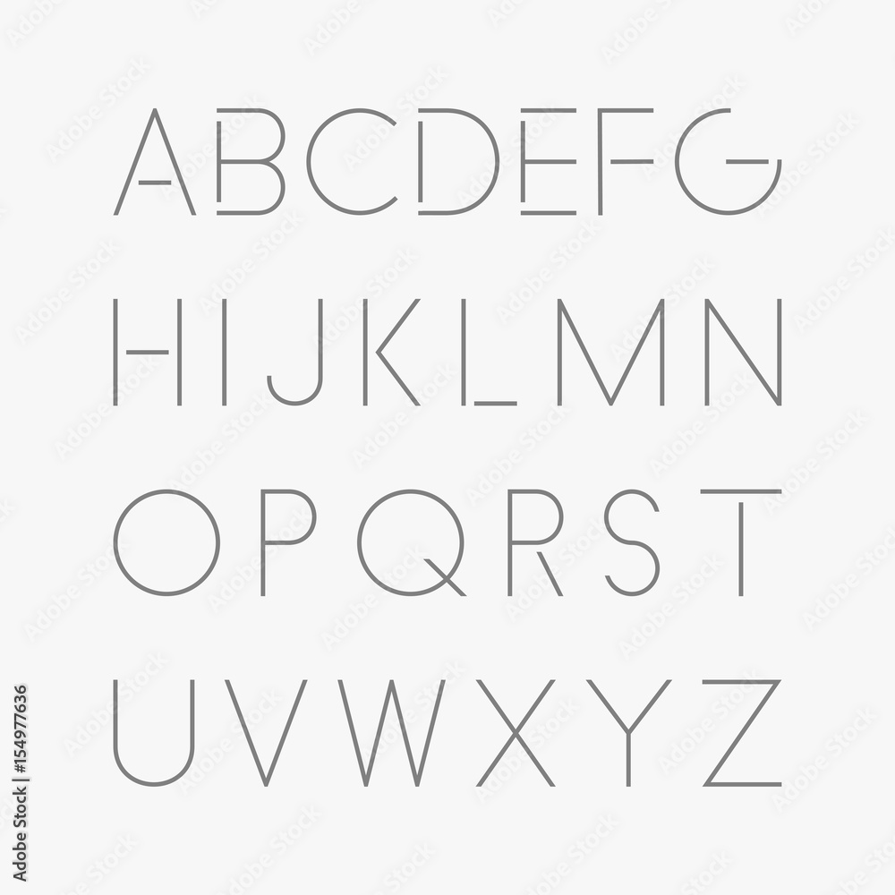 Thin minimalistic font. Vector english alphabet. Thin minimalistic font. Vector english alphabet.