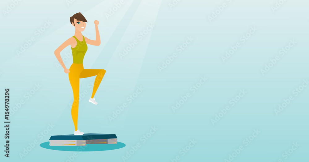 Fototapeta premium Woman exercising on steeper vector illustration.