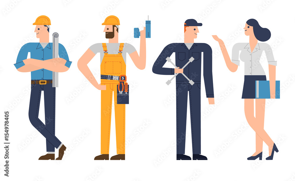 Flat design people occupation characters set